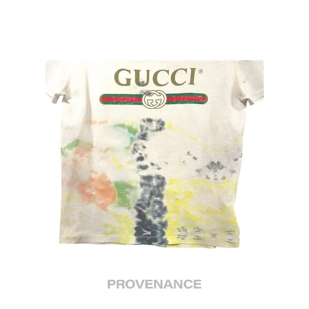 🔴 Gucci GG Vintage Logo T-Shirt - Tie Dye White S